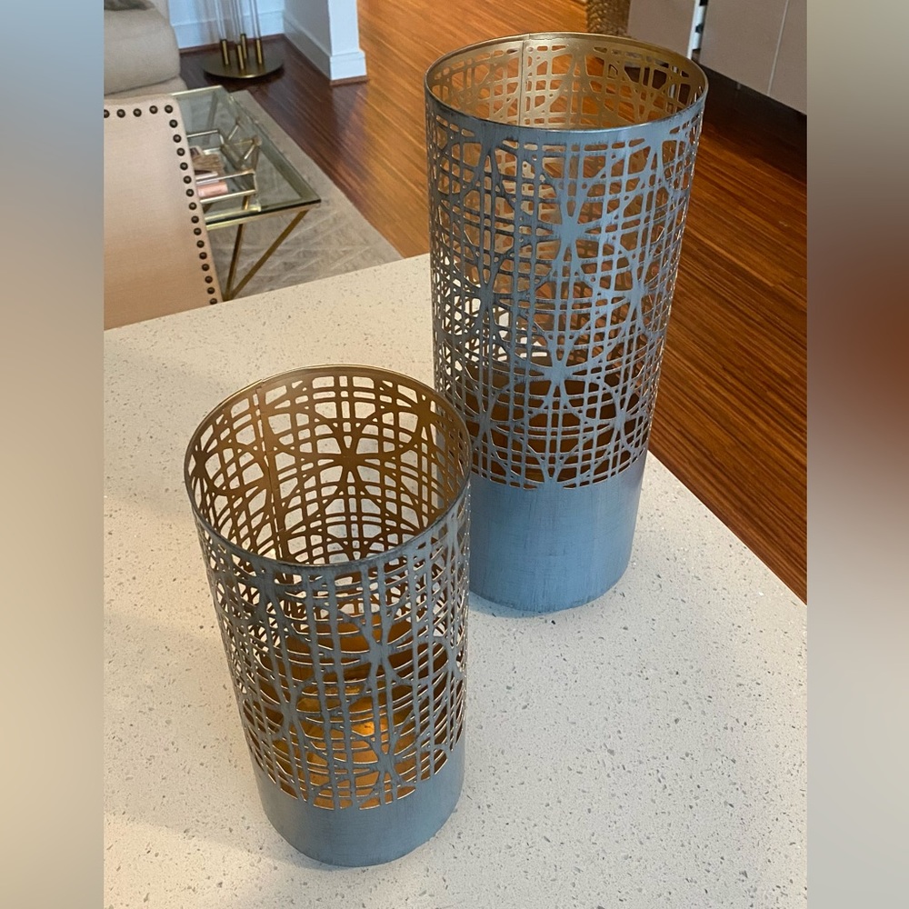 Grey and Gold Candle Holders
